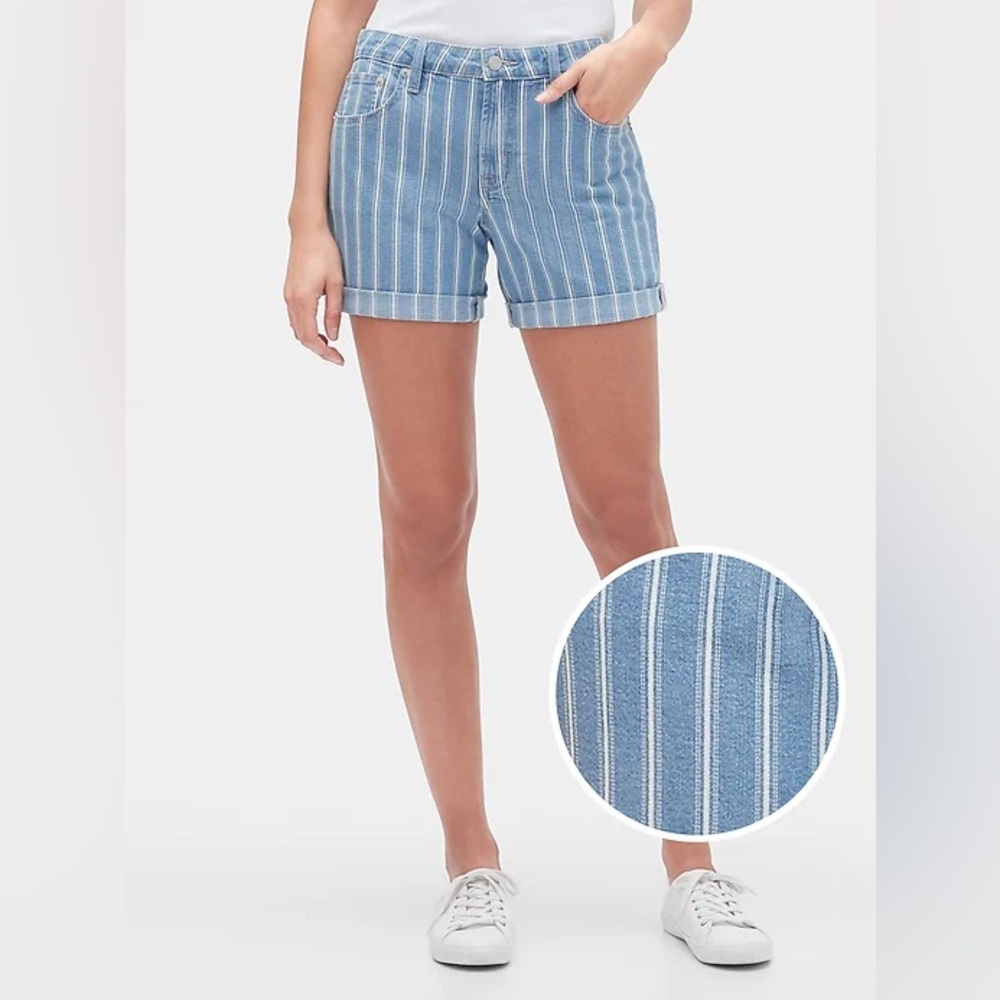 GAP Blue and White Jean Shorts with Nautical Stripes